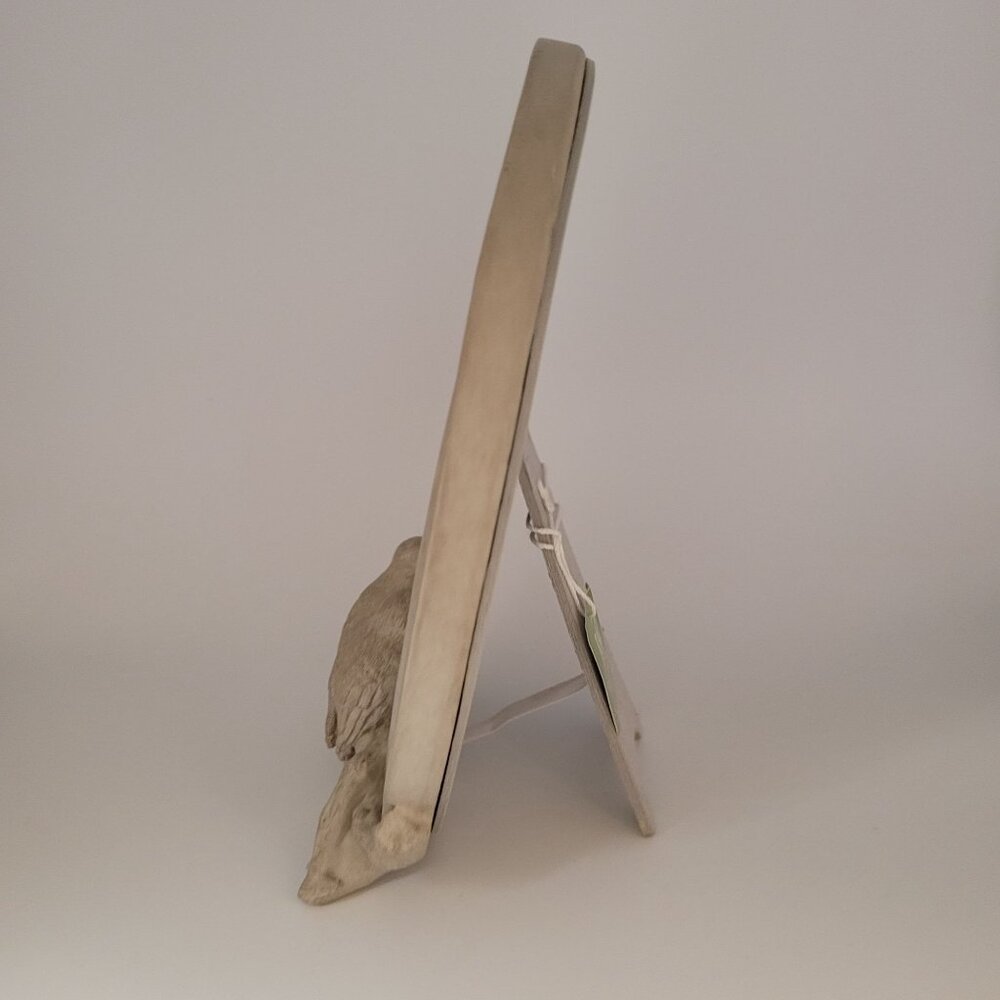 Raz Imports Distressed Birds Oval Resin Mirror Standing 8.5'' Gray New - Picture 8 of 11